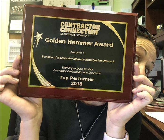 Award received from contractor connection for performance and dedication in 2018