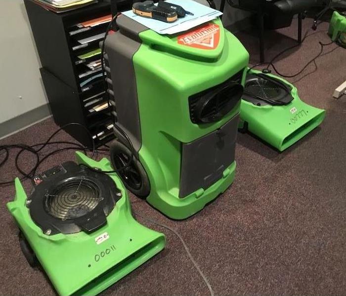 SERVPRO drying equipment in commercial property